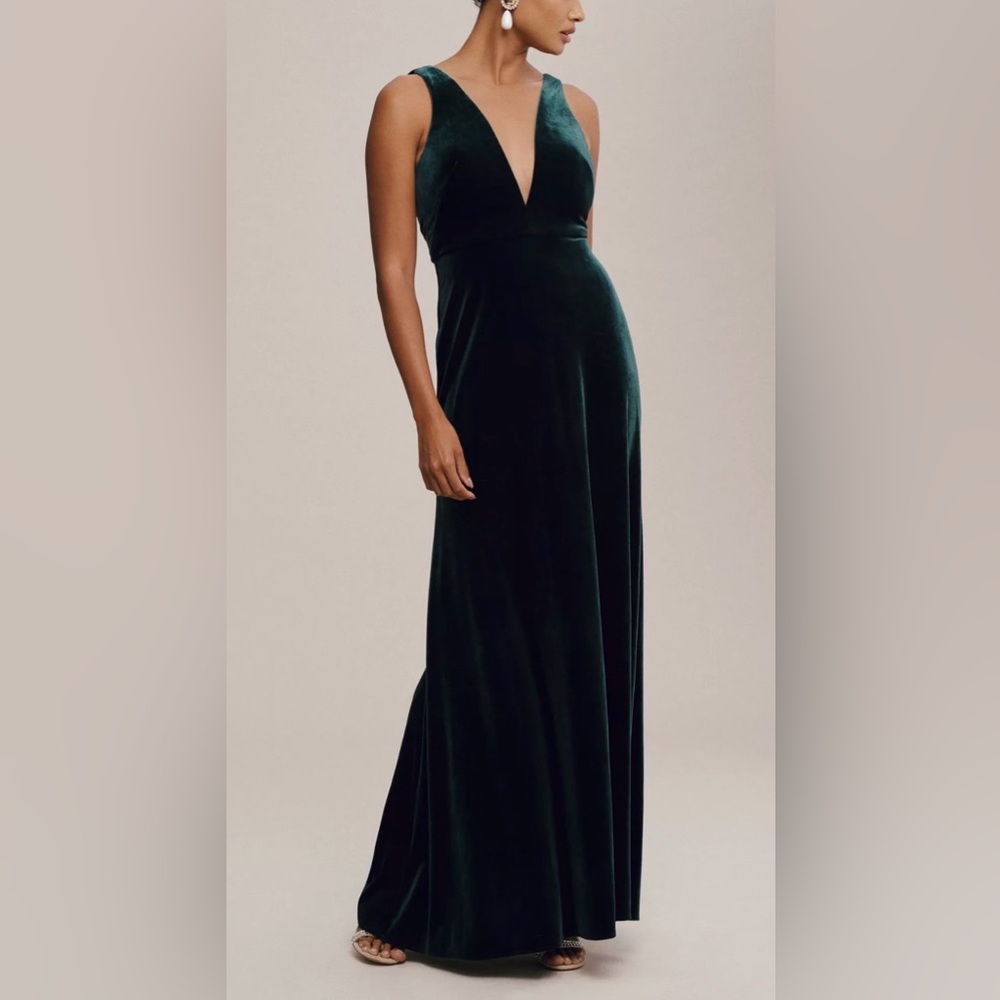 BHLDN Jenny Yoo Logan Deep-V Velvet Column